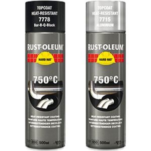 Rust-Oleum deklaag hittebestendig - Hard Hat - aluminium - zijdeglans - 0.5l - spuitbus