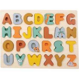 Small Foot Vormenpuzzel Alfabet Safari 22 X 29 Cm Hout 26-delig - Abc puzzel - Letters leren herkennen
