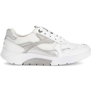 Gabor - Rollingsoft Sneaker - Wit Zilver - Gladleer - Textiel