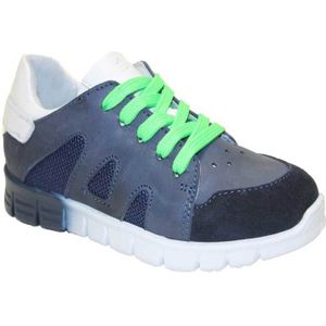 Sneaker - Blauw/Wit - Groene Veters