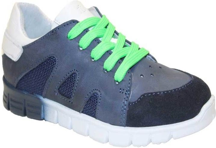 Sneaker - Blauw/Wit - Groene Veters