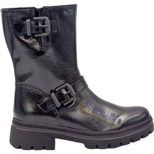 Gabor - Bikerboots Florence - Zwart - Glanzend - Blokhak - Ritssluiting - Gespsluiting