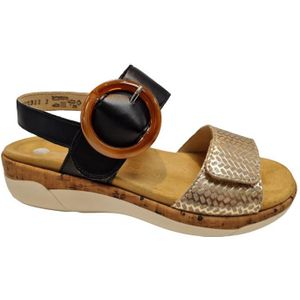 Remonte - R6853 Sandalen - Beige-Gold/Zwart - Kunstleer