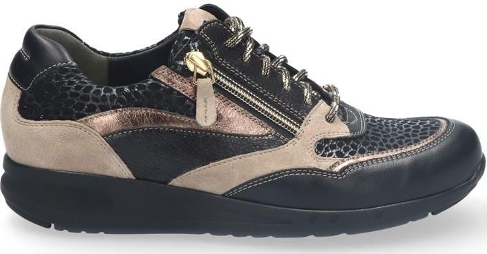 Durea - Go Jill - Sneakers - Zwart - Combinatie met Goud en Bruin