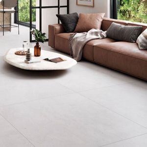 Vloertegel 120x120 Cm Betonlook Hoop Wit Beige NAV70