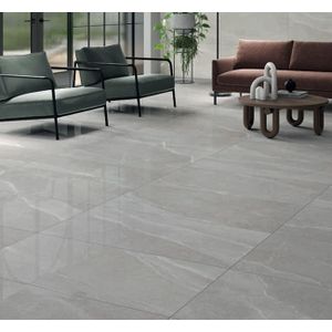 Gepolijste vloertegel 60×120 cm natuursteenlook Austa grijs N70 (restpartij nog 49m2 op voorraad)