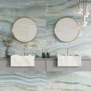 Gepolijste vloertegel 60×120 cm Marmerlook Roma Blauw N78