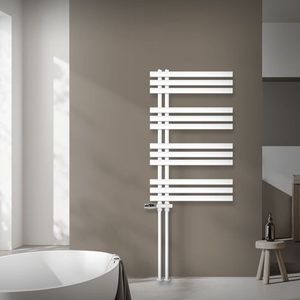 Badheizkörper Mittelanschluss 600x1000 mm Weiß mit Boden Anschlussgarnitur LuxeBath