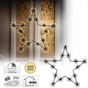Weihnachtsstern mit 120 warmweißen LEDs 50 cm Schwarz aus Metall