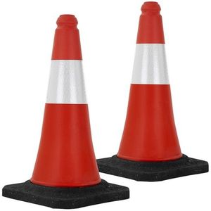 2er Set Verkehrsleitkegel Verkehrshütchen Pylone beschwert 51cm Rot/Weiß mit schwerem Fuß