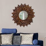 Wandspiegel Ø 73 cm Braun aus Glas mit Metallrahmen WOMO-Design