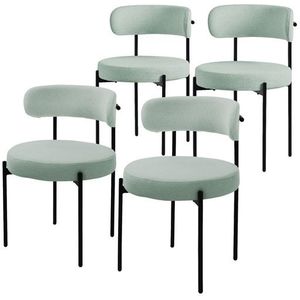 Esszimmerstuhl 4er Set mit Teddystoff mit Rückenlehne Grün Küchenstuhl ML-Design
