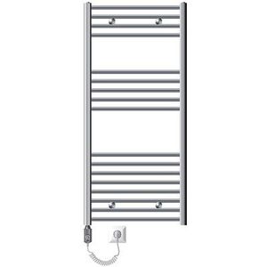 Elektrischer Badheizkörper mit Heizstab 1200W 600x1200 mm Chrome gerade mit Seitenanschluss LuxeBath