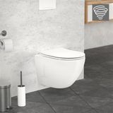 Wand-WC Hänge Toilette aus Keramik 49 cm lang Spülrandlos mit Softclose Luxebath