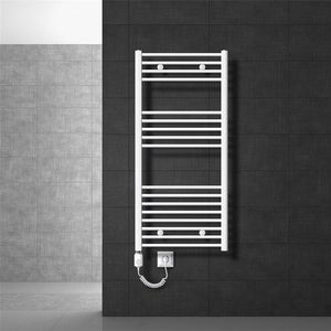 Elektrischer Badheizkörper mit Heizstab 1200W 600x1200 mm Weiß gerade mit Seitenanschluss LuxeBath