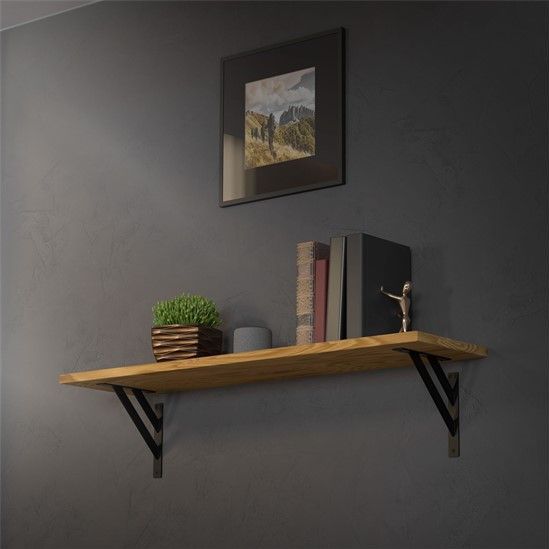 Wandkonsole Regalhalterung 2er Set 240 x 240 mm Schwarz aus Aluminium ML-Design