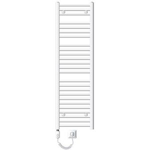 Elektrischer Badheizkörper mit Heizstab 900W 400x1500 mm Weiß gebogen mit Seitenanschluss LuxeBath