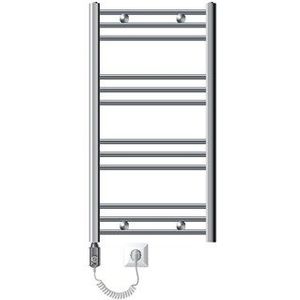 Elektrischer Badheizkörper mit Heizstab 600W 500x800 mm Chrome gerade mit Seitenanschluss LuxeBath