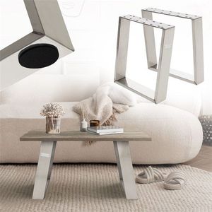 2er Set Tischkufen Bankkufen 80GRAD Neigung 40x43 cm Silber 8x2cm Edelstahl ML-Design