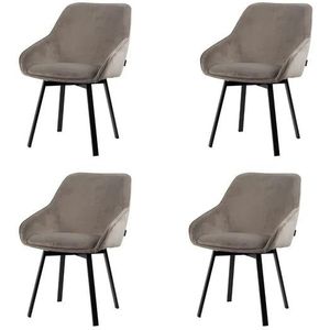 Lotus Eetkamerstoel - Beige Velvet - Set van 4