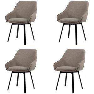 Lotus Eetkamerstoel - Taupe Stof - Set van 4