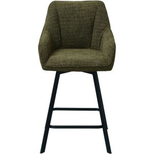 Usuals - Daisy Barkruk - Stof - Groen - Zithoogte 65cm x Zitbreedte 39cm - Vintage Barstoel