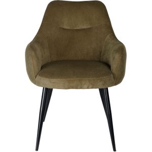 Usuals - Ivy Eetkamerstoel - Ribstof - Groen - Zithoogte 48cm x Zitbreedte 41cm - Vintage