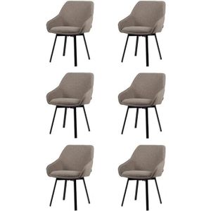 Lotus Eetkamerstoel - Taupe Stof - Set van 6