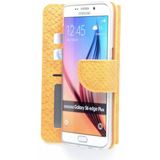 Schubben design Lederen Bookcase hoesje - Oranje voor de Samsung Galaxy S6 Edge Plus