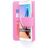 Schubben design Lederen Bookcase hoesje - Roze voor de Samsung Galaxy S6 Edge Plus