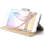 Schubben design Lederen Bookcase hoesje - Zandcrème voor de Samsung Galaxy S6 Edge Plus