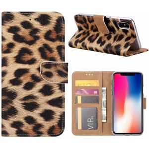 Panter print  Apple iPhone X lederen bookcase hoesje