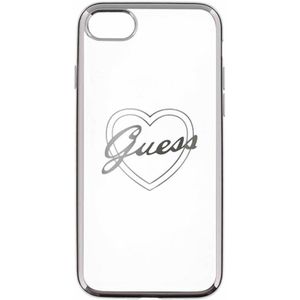 Guess Originele Heart Signature Transparant Hard TPU Back Cover Hoesje voor de Apple iPhone 7 / 8 - Zilver