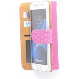 Schubben design Lederen Bookcase hoesje - Roze voor de Samsung Galaxy S7