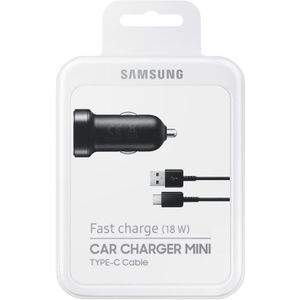 Samsung Originele Adaptive Fast Charging Mini Autolader met 120cm Type-C kabel - Zwart