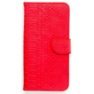 Schubben design  Apple iPhone 8 Plus - Rood lederen bookcase hoesje