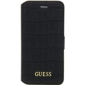 Guess Originele Croco Bookcase Hoesje voor de Apple iPhone 14 Pro Max - Zwart