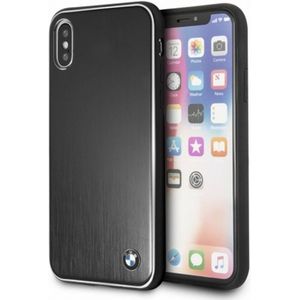 BMW Originele Brushed Aluminium Back Cover Hoesje voor de Apple iPhone X / XS - Zwart