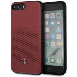 Maserati Originele Koningsleer Back Cover Hoesje voor de Apple iPhone 6 Plus / 6S Plus /  7 Plus / 8 Plus - Bordeauxrood