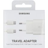 Samsung Galaxy Adaptive Super Fast Charging Oplader met Type-C naar Type-C kabel - Wit