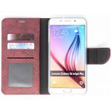 Schubben design Lederen Bookcase hoesje - Bordeauxrood voor de Samsung Galaxy S6 Edge Plus