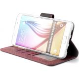 Schubben design Lederen Bookcase hoesje - Bordeauxrood voor de Samsung Galaxy S6 Edge Plus