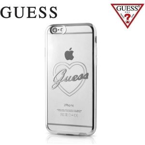 Guess Originele Heart Signature Transparant Hard TPU Back Cover Hoesje voor de Apple iPhone 7 / 8 Plus - Zilver