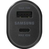 Samsung Originele Samsung Dual Super Fast Charging 45W Autolader - Zwart