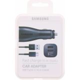 Samsung Originele Adaptive Fast Charging Dual port Autolader 9.0V / 2,0 A incl. Type-C 1,2 meter Data + oplaadkabel - Zwart