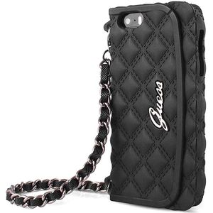 Guess Quilted Collectie Apple iPhone 6 / 6S Originele Silicone Clutch Case hoesje - Zwart