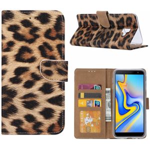 Panter print  Samsung Galaxy J6 Plus 2018 lederen bookcase hoesje