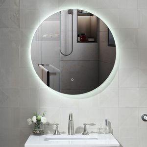 Badkamerspiegel Rond 80 Cm LED-verlichting Rondom Dimbaar En Spiegelverwarming Silfur