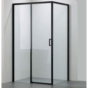 Douchecabine 100x90 Cm Mat Zwart Met Schuifdeur 8 Mm Glas Moderna Links - Alleen Afhaal Mogelijk