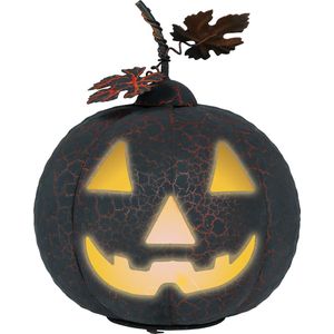 Widmann - Pompoenjas voor heren, zwart met pompoengezichten, licht op onder uv-licht, Halloween-verkleedkleding